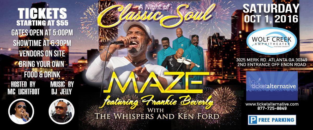 A Night of Classic Soul with Maze featuring Frankie Beverly, and Special Guests The Whispers and Ken Ford